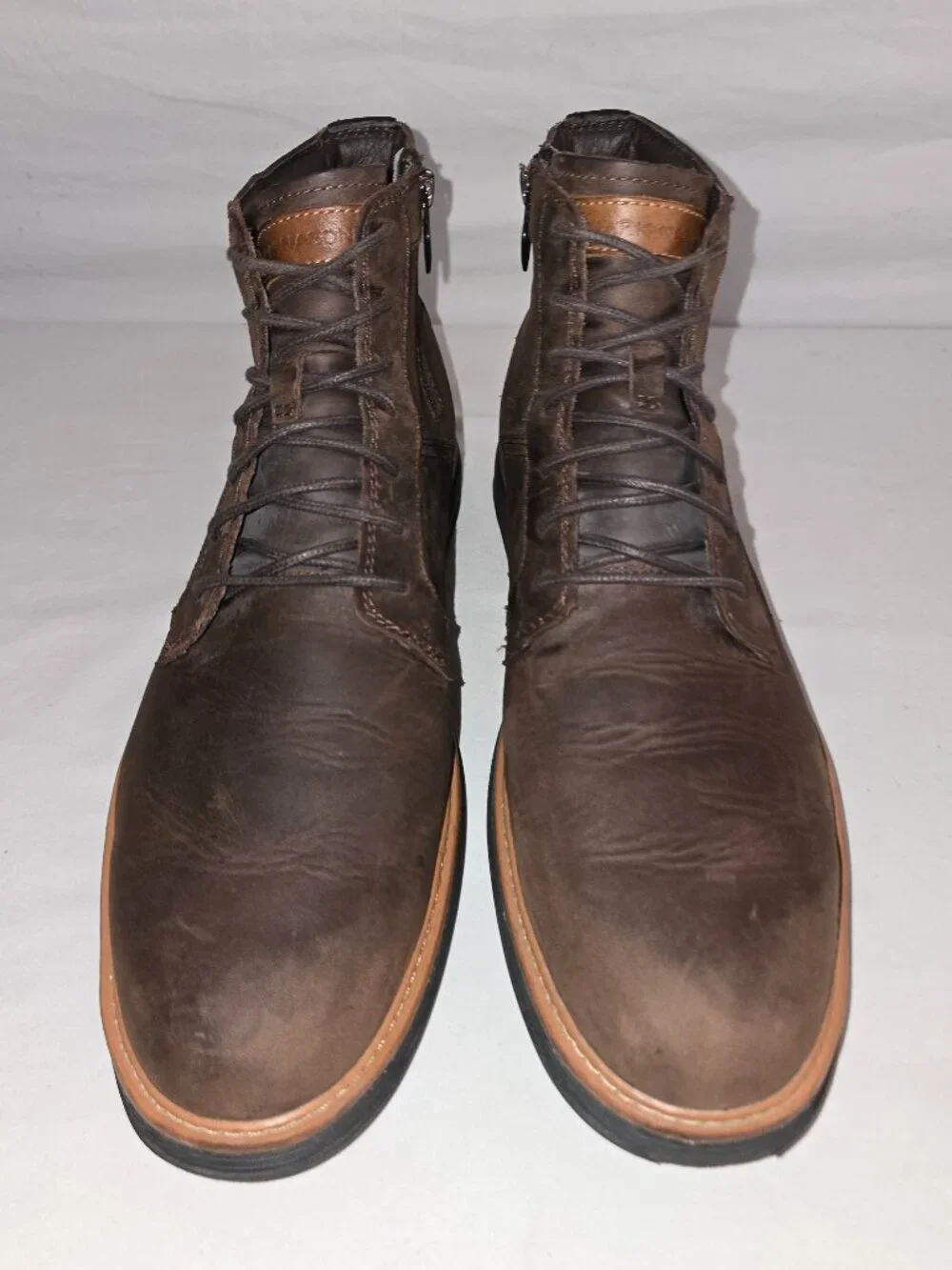 Mark Nason Parallux-Ando Brown Oiled Leather Lace Up Side Zip Chukka Boots 11.5